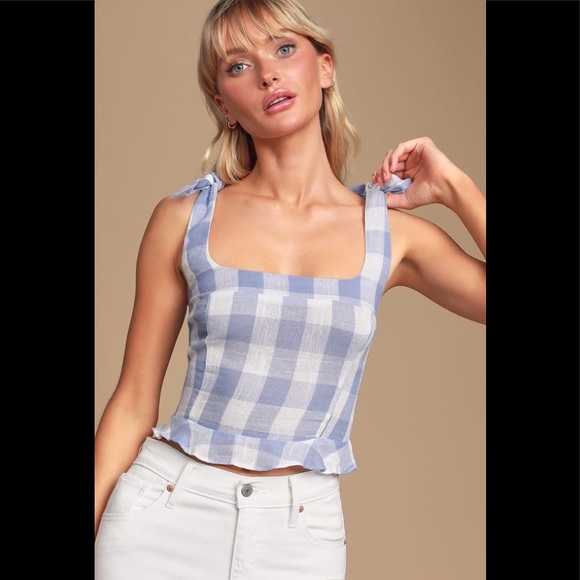 Astr Tops - Lulus Astr the label gingham tie cropped tank XS